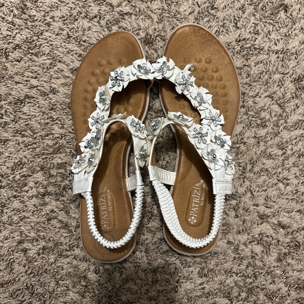Patrizia Pepe White and Brown Floral Sandals